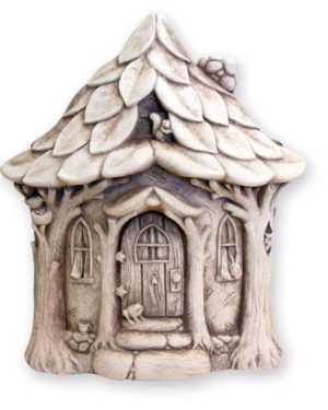 Cast Stone Statue Featuring Fairy Cottage Critter Cottage